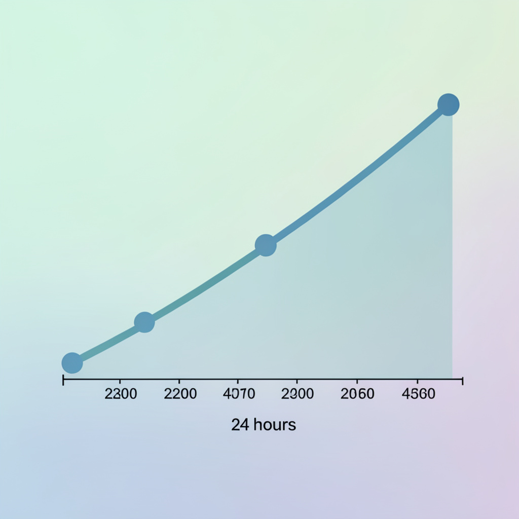 Balanced daily energy levels visualization showing steady vitality curve throughout the day