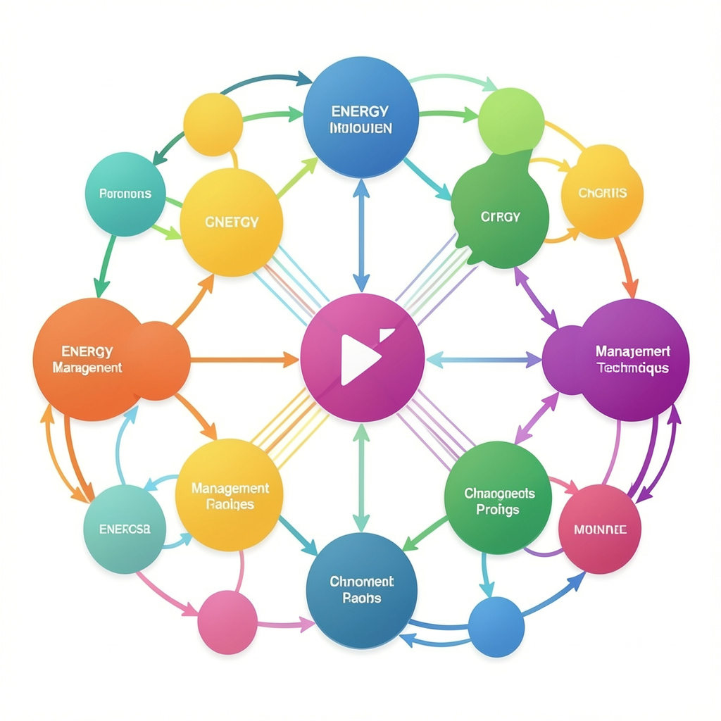Energy management techniques visualization with interconnected strategies for sustained vitality